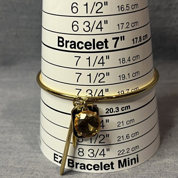 J Crew Gold Tone Rhinestone Enamel Bangle Bracelet With Four Charms - Picture 5 of 5